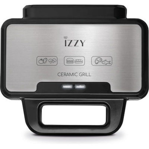 ΣΑΝΤΟΥΙΤΣΙΕΡΑ IZZY IZ-2018 (224142) INOX/BLACK 1000W 2ΤΟΣΤ ΜΕ ΚΕΡΑΜΙΚΕΣ ΠΛΑΚΕΣ